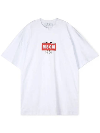 Cartoon Logo Print Short Sleeve T-Shirt White - MSGM - BALAAN 2