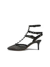 Mesh Rockstud Leather Sandal Heel 4W0S0375TPZ 0NO - VALENTINO - BALAAN 5