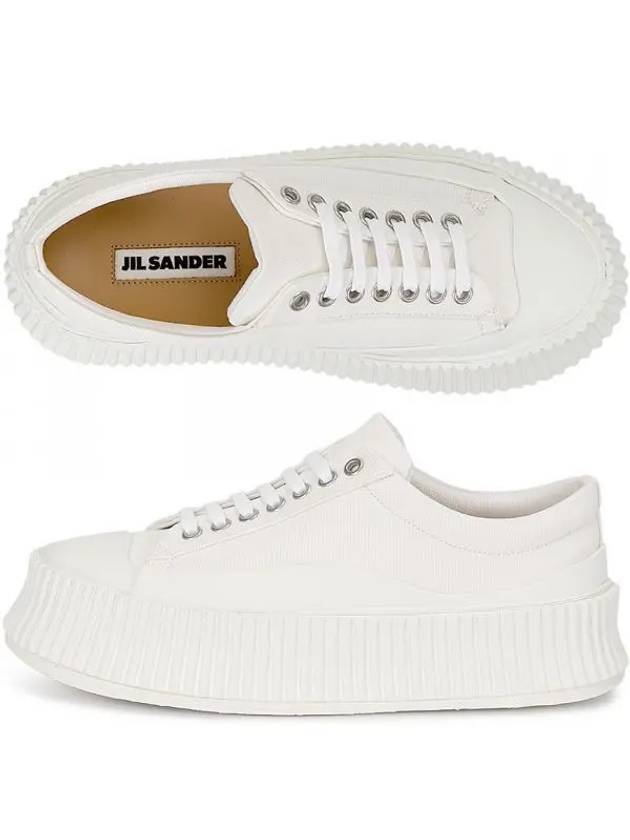 Cotton Fabric Platform Low Top Sneakers White - JIL SANDER - BALAAN 2