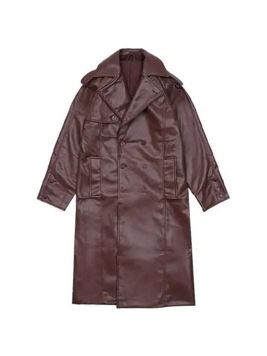 Women's Montague Leather Trench Coat Chestnut VOL2219 - HOUSE OF SUNNY - BALAAN 1