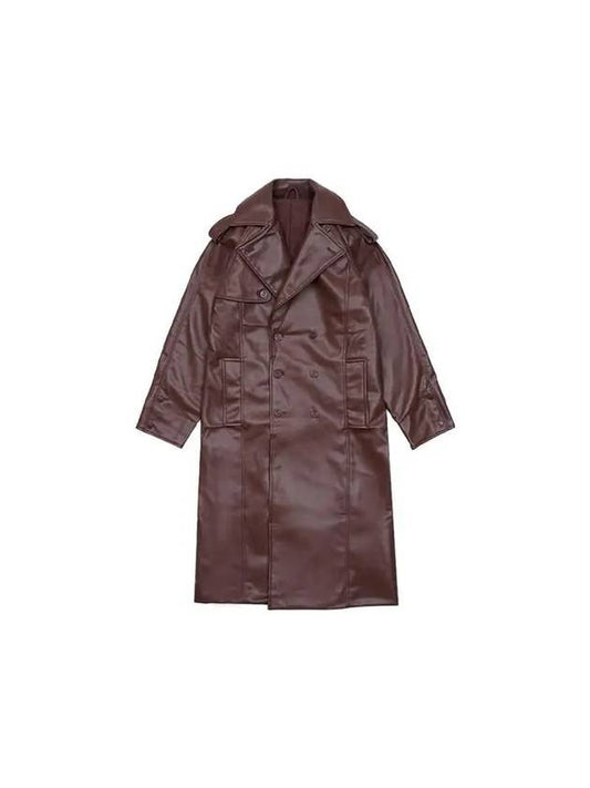 Women's Montague Leather Trench Coat Chestnut VOL2219 - HOUSE OF SUNNY - BALAAN 1