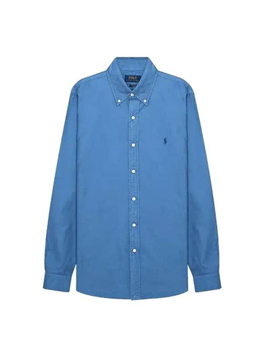 Embroidered Pony Logo Oxford Long Sleeve Shirt Blue - POLO RALPH LAUREN - BALAAN.