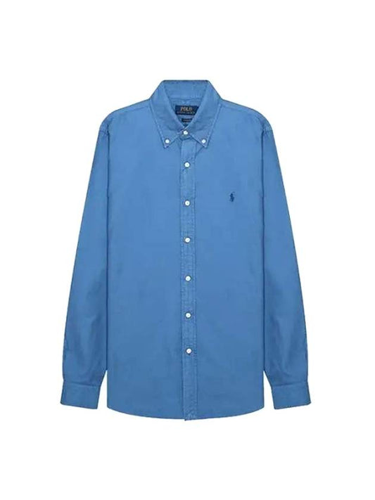 Embroidered Logo Pony Oxford Long Sleeve Shirt Blue - POLO RALPH LAUREN - BALAAN 1