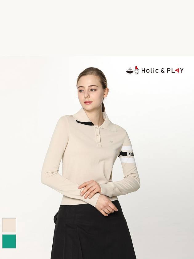 Sleeve STRIPE Wide Collar SweaterHE1WSW002 - HOLIC&PLAY - BALAAN 1