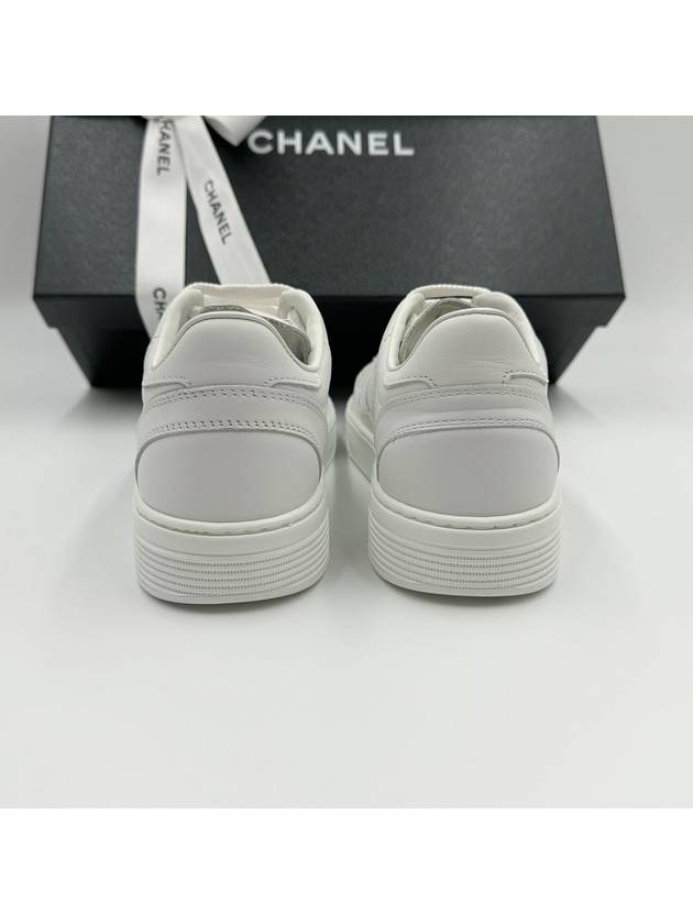 CC Logo Calfskin Low Top Sneakers White - CHANEL - BALAAN 5