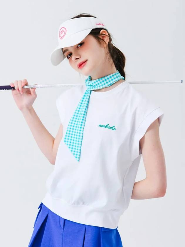 Scarf Point Sleeveless T-Shirt WHITE&BLUE - MONBIRDIE GOLF - BALAAN 2