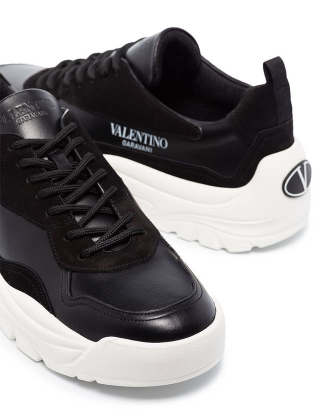 Gum Boy Leather Suede Low Top Sneakers Black - VALENTINO - BALAAN 7