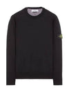 Regular Fit Crew Neck Wool Knit Top Black - STONE ISLAND - BALAAN 2