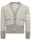 Mohair Tweed 4-Bar Classic V-neck Cardigan Light Grey - THOM BROWNE - BALAAN 3