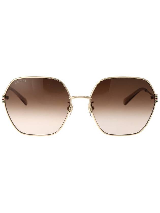 Eyewear Logo Geometric Frame Metal Sunglasses Brown - GUCCI - BALAAN 2