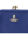 Kiss Lock Leather Coin Purse Blue - VIVIENNE WESTWOOD - BALAAN.