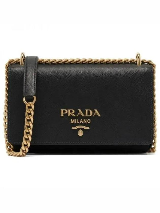 Saffiano Pocono Chain Shoulder Bag Black - PRADA - BALAAN 2