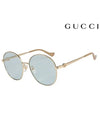 Eyewear Round Gold Sunglasses Blue - GUCCI - BALAAN.