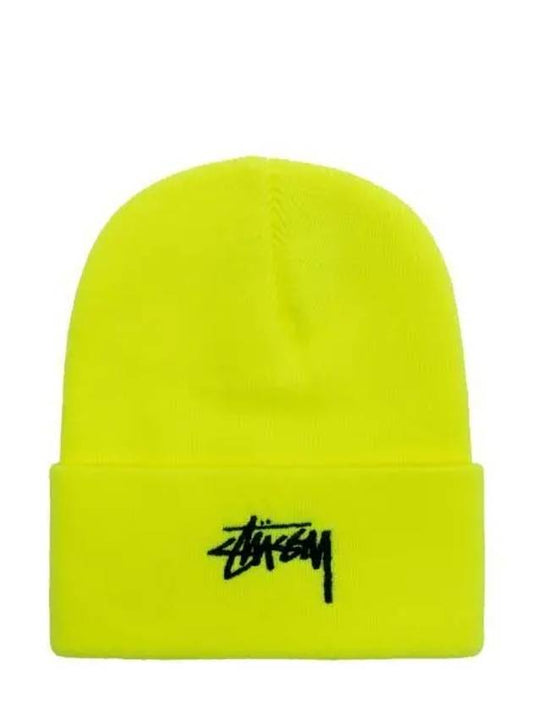 1321020 SAFETY YELLOW Stock Cuff Beanie - STUSSY - BALAAN 1