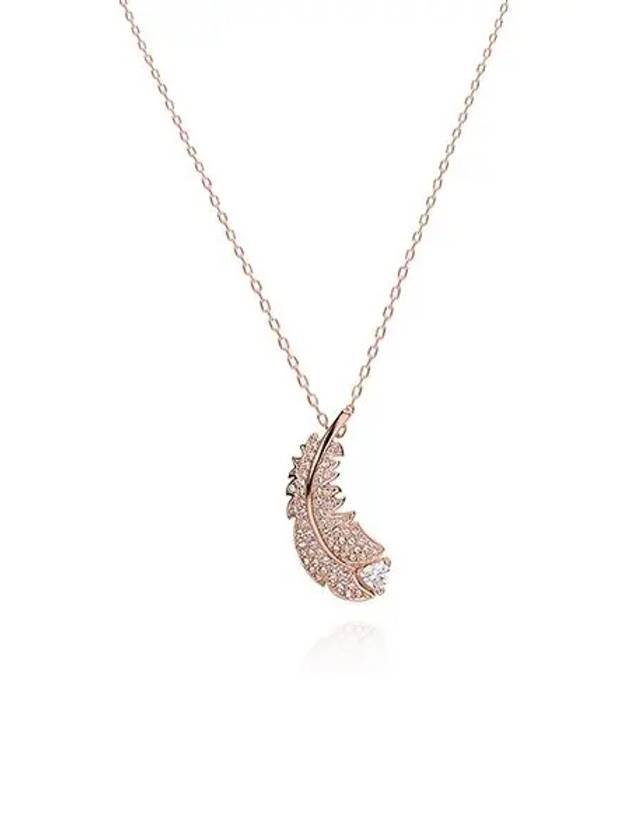 Idyllia Nice Feather Pendant Necklace Rose Gold - SWAROVSKI - BALAAN 3