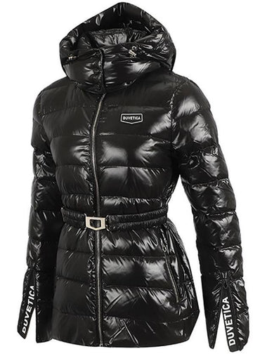 Pigna Belted Hoodie Goose Down Padding Black - DUVETICA - BALAAN 1