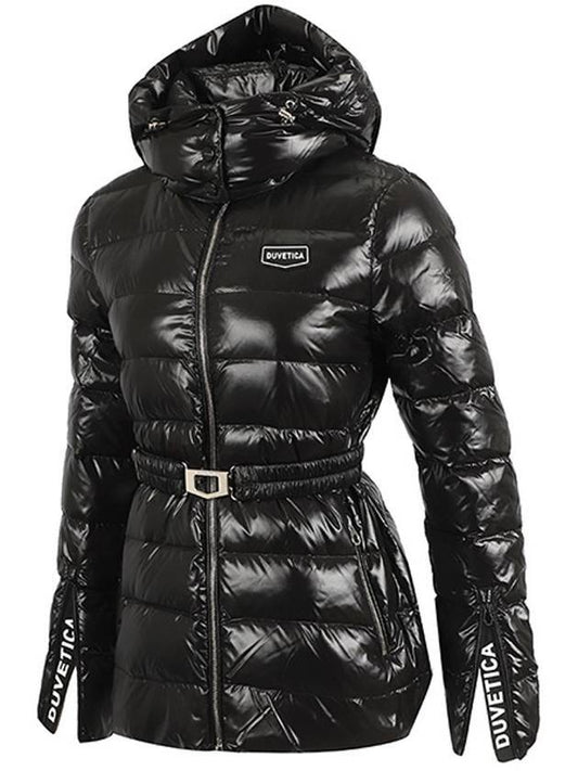 Women s goose down padded jacket Pigna belted hoodie VDDJ25235 BKS - DUVETICA - BALAAN 1