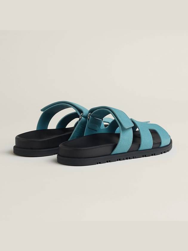 Chypre Suede Goatskin Sandals Blue Mineral - HERMES - BALAAN 4