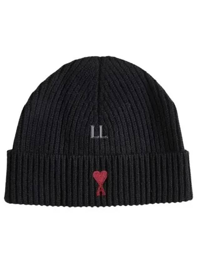 Heart Logo Wool Beanie Black - AMI - BALAAN 2