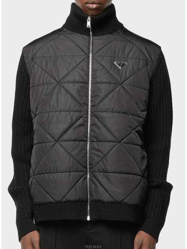 Triangle Logo Re-Nylon Wool Padded Jacket Black - PRADA - BALAAN 2