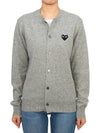 Black Wappen Wool Round Neck Cardigan Gray - COMME DES GARCONS PLAY - BALAAN 3