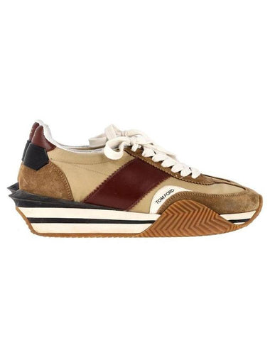 Logo James Panel Low Top Sneakers Brown - TOM FORD - BALAAN 1