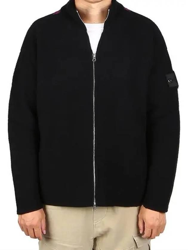 Shadow Reverse Stockinette Stitch Knit Track Jacket Black - STONE ISLAND - BALAAN 2