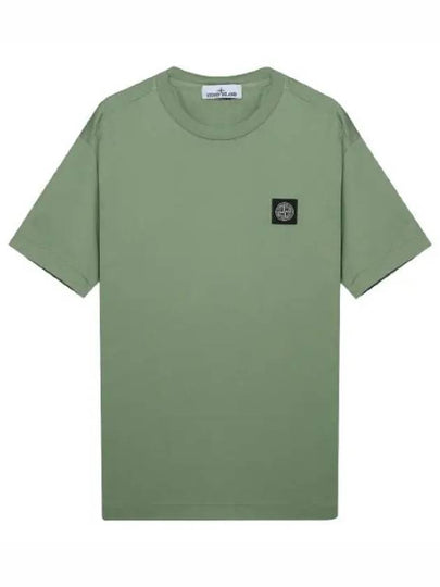 Logo Patch Cotton Short Sleeve T-Shirt Sage Green - STONE ISLAND - BALAAN 2