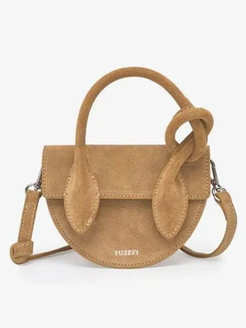 Mini Pretzel Suede Tote Bag Butterscotch YUZPF22HBMPRZ30 - YUZEFI - BALAAN 1