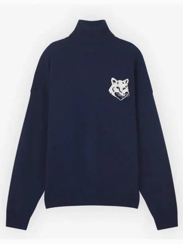 Big Fox Head Turtleneck Sweater Navy - MAISON KITSUNE - BALAAN 1