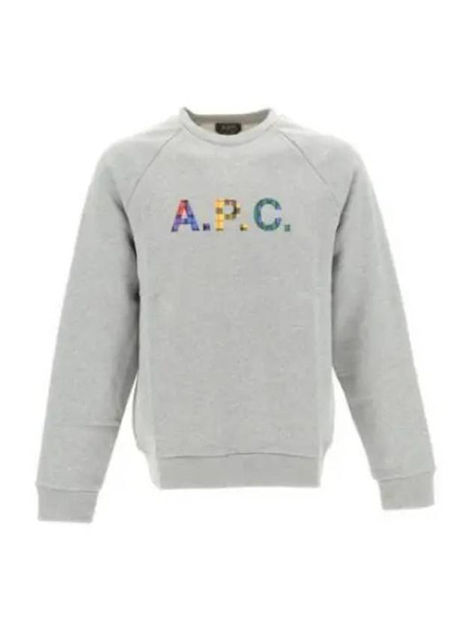 Shaun Tartan Check Logo Sweatshirt Heather Grey - A.P.C. - BALAAN 2