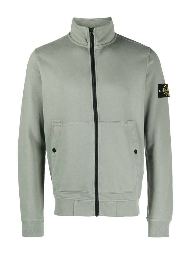 Men's Wappen Patch Cotton Zip Up Jacket Green - STONE ISLAND - BALAAN 2