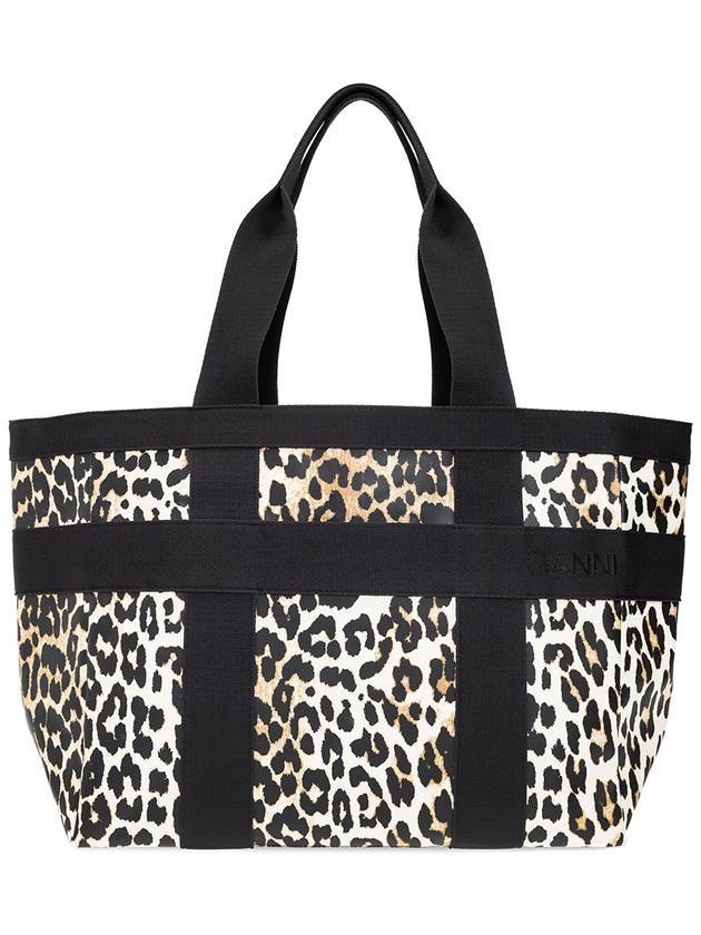 Leopard Print Shopper Tote Bag - GANNI - BALAAN 1