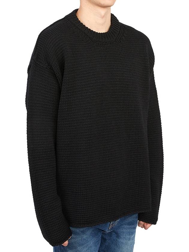 Crew Neck Wool Knit Top Black - TEN C - BALAAN 4