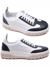 Calf Suede Cable Knit Low Top Sneakers White Navy - THOM BROWNE - BALAAN 3