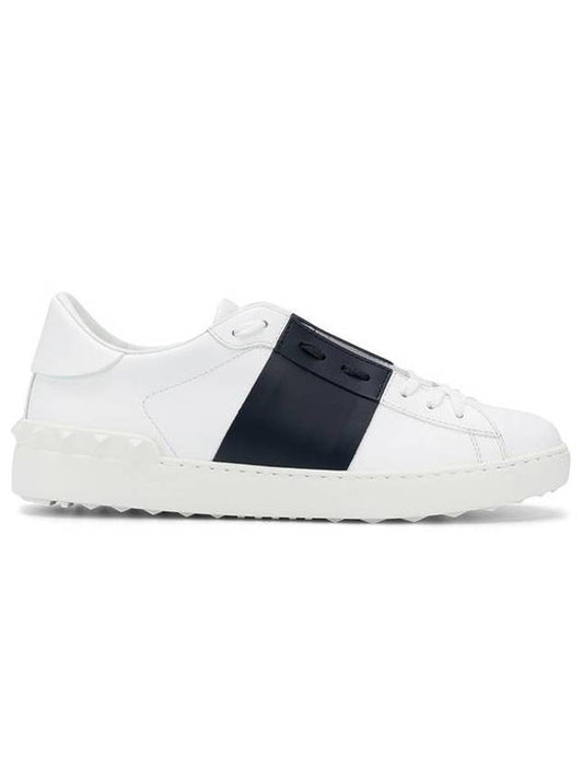 Men's Rockstud Banding Navy Block Sneakers White - VALENTINO - BALAAN.