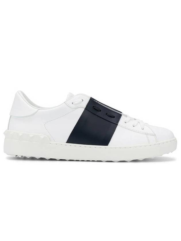 Men's Rockstud Banding Navy Block Sneakers White - VALENTINO - BALAAN 1