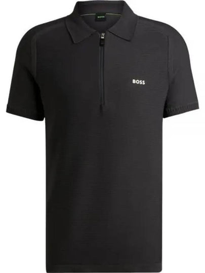 Jayno Zipper Neck PK Shirt Charcoal - HUGO BOSS - BALAAN 2