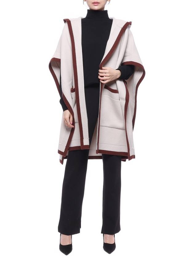 Logo Wool Cashmere Cape Ivory - BURBERRY - BALAAN 4