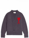 Big Heart Logo Wool Cardigan Grey - AMI - BALAAN 2