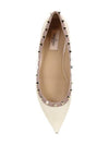 Rockstud Matte Leather Flats Ivory - VALENTINO - BALAAN.