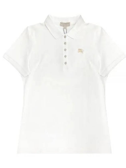 Gold Logo Short Sleeve Polo Shirt White - BURBERRY - BALAAN 2