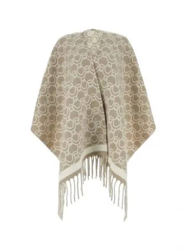 Jacquard Poncho Beige - SALVATORE FERRAGAMO - BALAAN 2