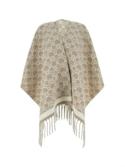 Jacquard Poncho Beige - SALVATORE FERRAGAMO - BALAAN 2