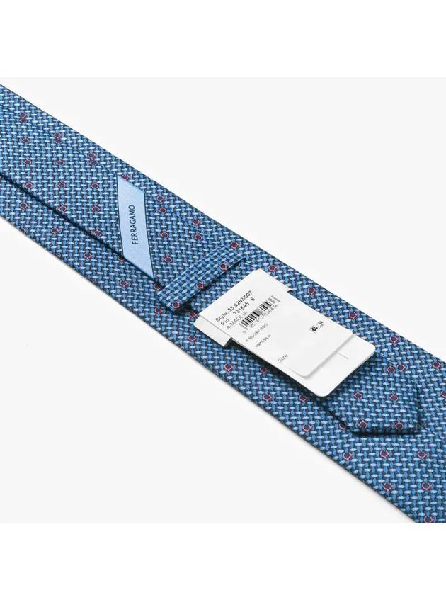 Gancini Print Silk Tie Blue - SALVATORE FERRAGAMO - BALAAN 4