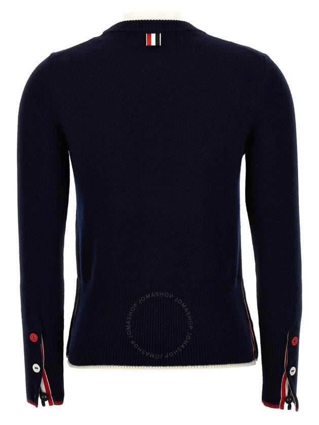 Hector Bow Virgin Wool Knit Top Navy - THOM BROWNE - BALAAN 3