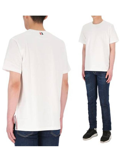 Men's Side Slit Relaxed Short Sleeve T-Shirt White - THOM BROWNE - BALAAN 2