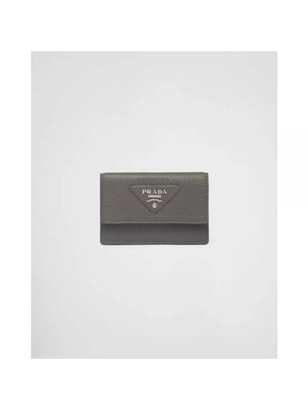 Leather Card Wallet Marble Grey - PRADA - BALAAN 1