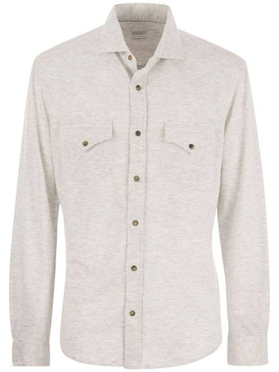 Long Sleeve Shirt MW8356666 C840 PEARL - BRUNELLO CUCINELLI - BALAAN 2