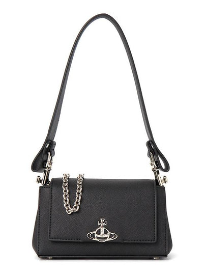 Hazel Logo Plaque Small Shoulder Bag Black - VIVIENNE WESTWOOD - BALAAN 2